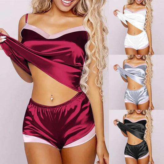 Haut de Nuit Femme Satin Col V Sans Manches – Confort et Style Sexy Été