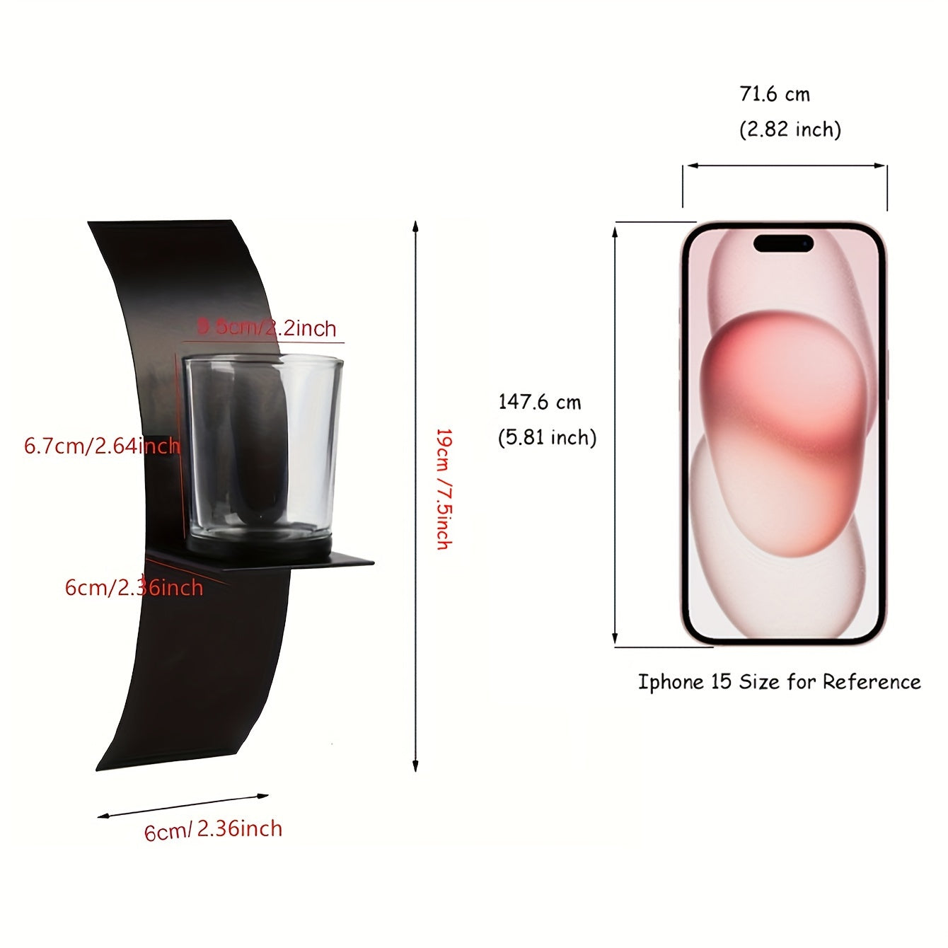 Porte-Bougie Mural en Métal Noir 3D – Élégant et Romantique pour Maison ou Mariage