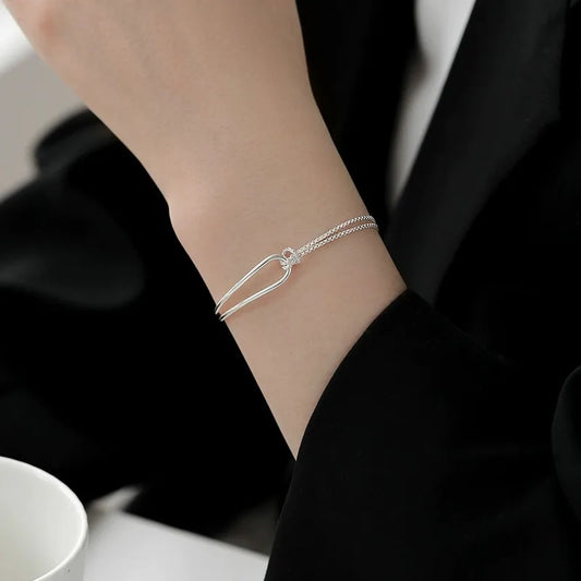Bracelet Double Couche Ciel Étoilé en Argent 925 – Asymétrique et Élégant