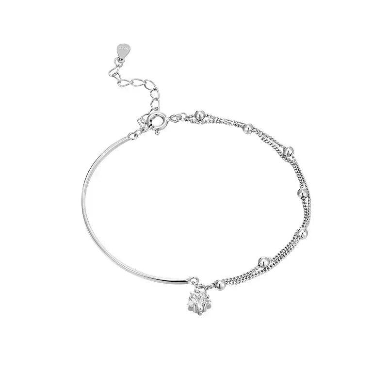 Bracelet Étoiles Argenté Double Rang – Bijou Élégant pour Femme | Cozylab