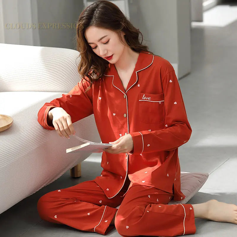 Pyjama Femme Manche Longue – Col Revers, Motif Carreaux, Confort Printanier