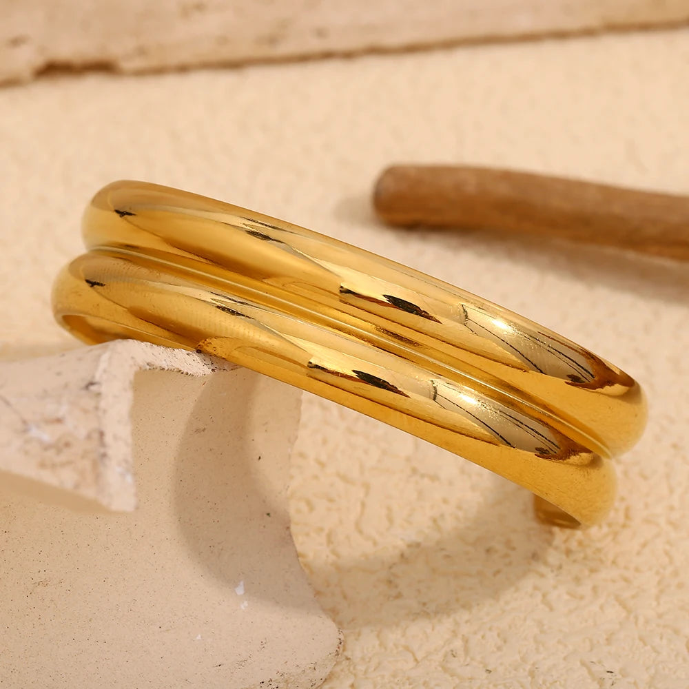 Bracelet Minimaliste Double Couche Doré – Style Chic en Acier Inoxydable 18K | Cozylab