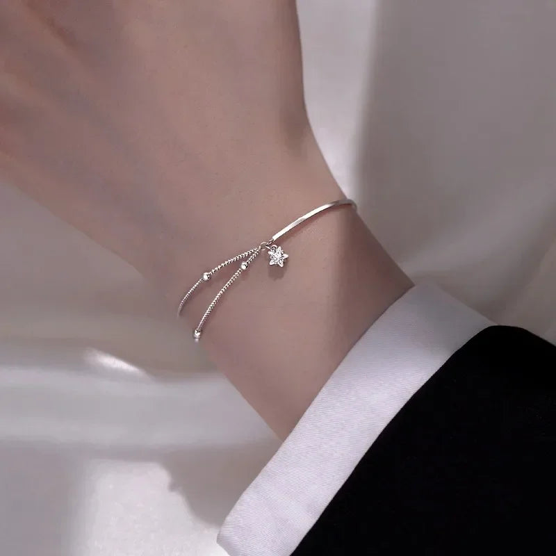 Bracelet Étoiles Argenté Double Rang – Bijou Élégant pour Femme | Cozylab