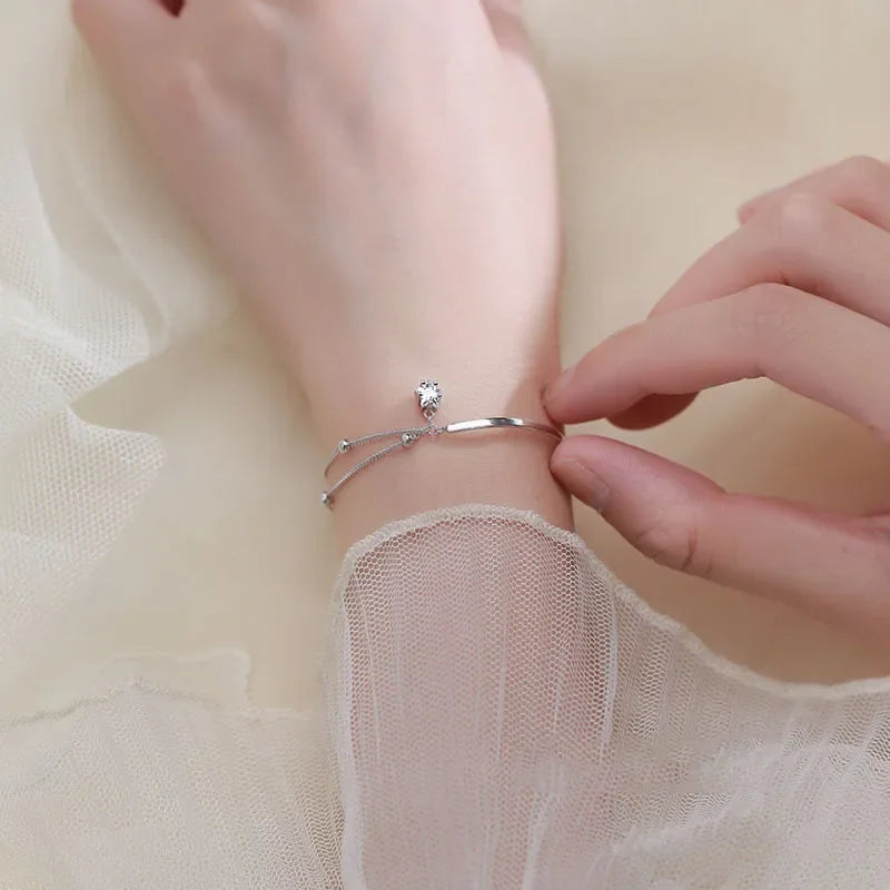 Bracelet Étoiles Argenté Double Rang – Bijou Élégant pour Femme | Cozylab