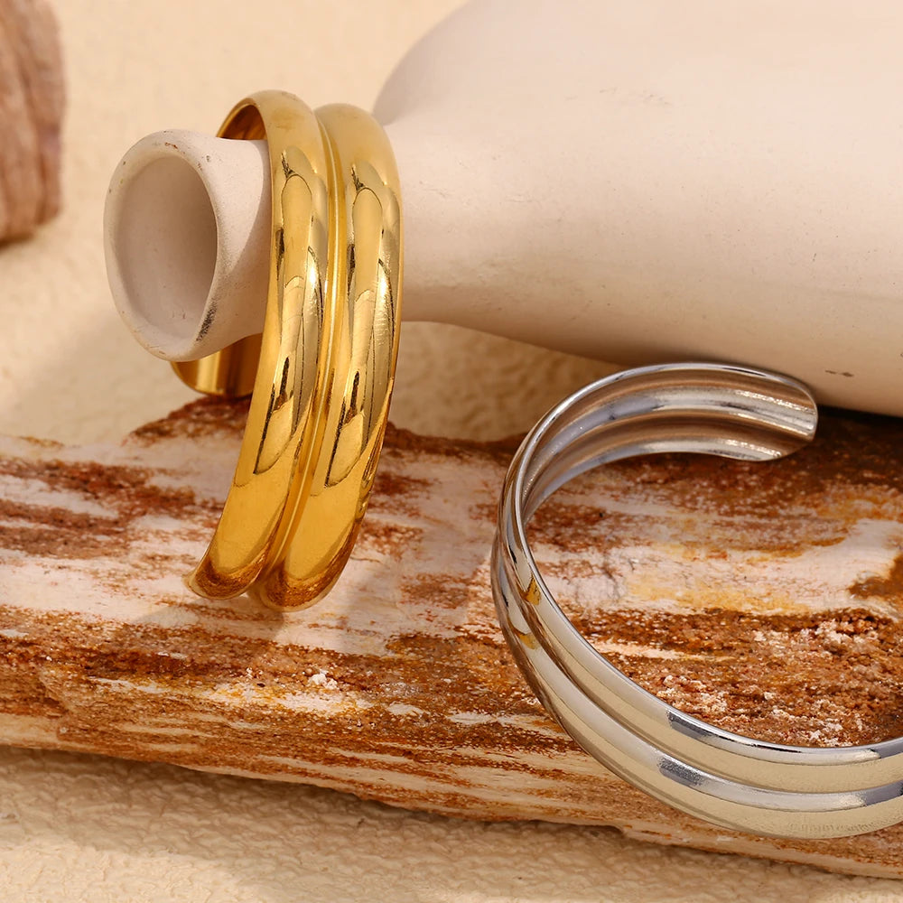 Bracelet Minimaliste Double Couche Doré – Style Chic en Acier Inoxydable 18K | Cozylab
