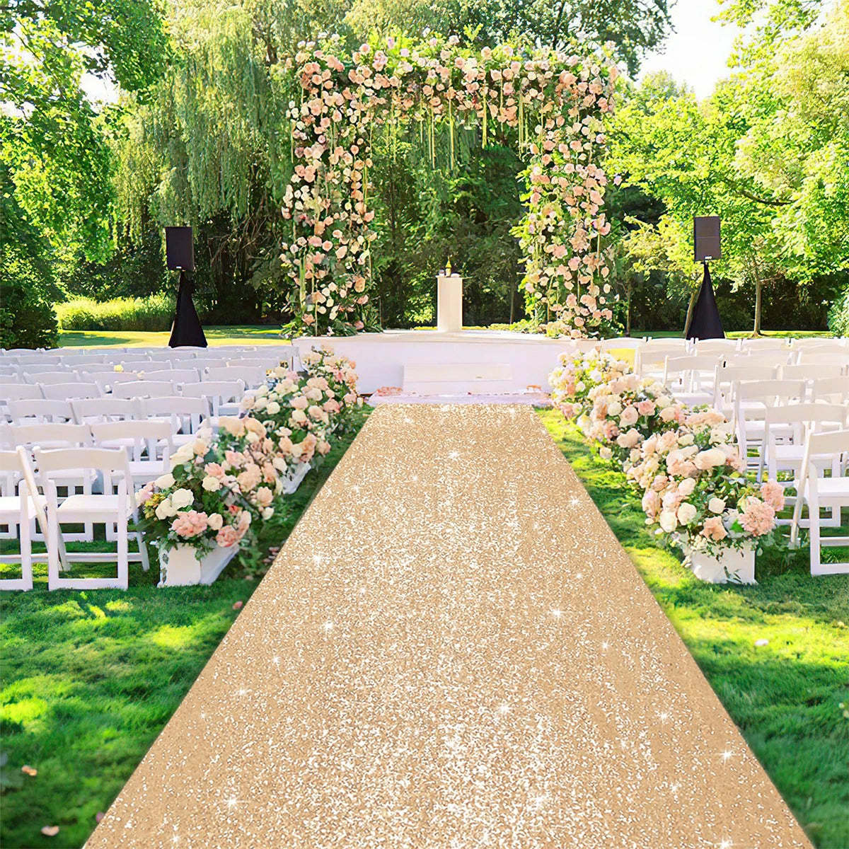 Tapis de Cérémonie Doré Antidérapant – Allée de Mariage et Événements