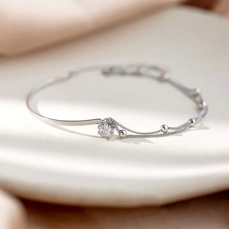 Bracelet Étoiles Argenté Double Rang – Bijou Élégant pour Femme | Cozylab