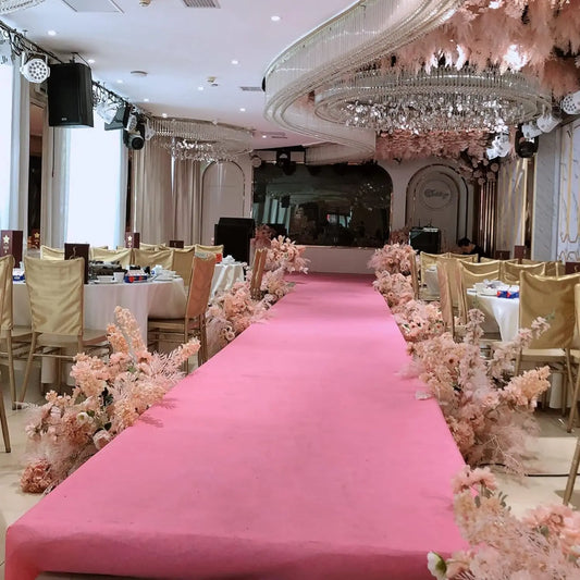 Tapis rose pour mariage, allée de fête, cérémonie de demande en mariage et tapis d’entrée pour hôtel.
