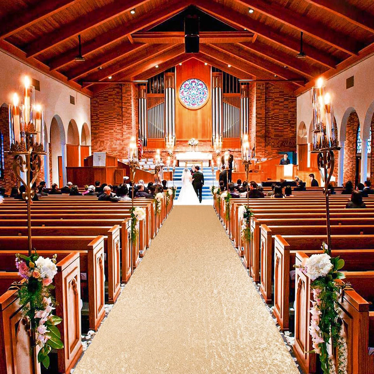Tapis de Cérémonie Doré Antidérapant – Allée de Mariage et Événements