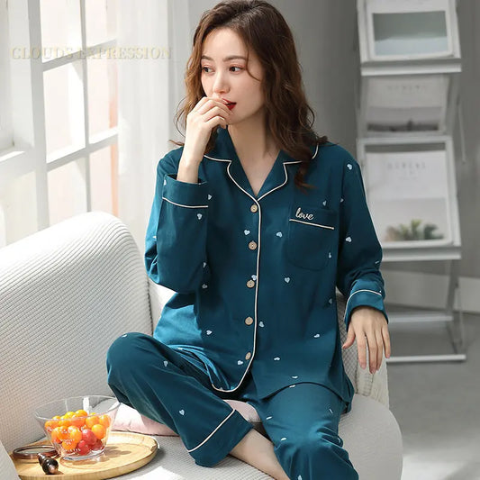 Pyjama Femme Manche Longue – Col Revers, Motif Carreaux, Confort Printanier