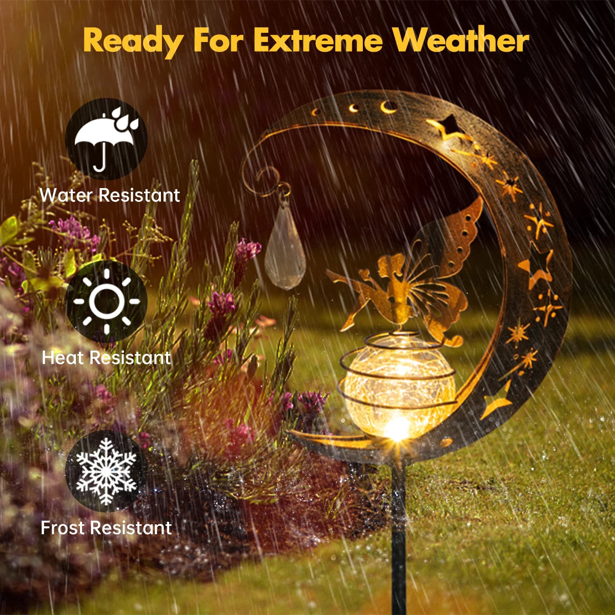 Lampe Solaire de Jardin Fée & Lune – Décoration Lumineuse Étanche IP65