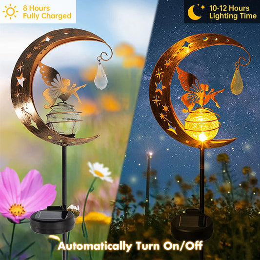 Lampe Solaire de Jardin Fée & Lune – Décoration Lumineuse Étanche IP65