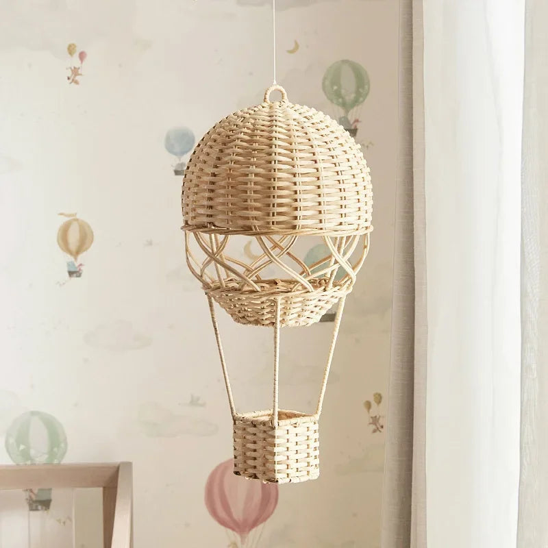 Ballon à Air Chaud en Rotin Fait Main – Décoration Nordique pour Chambre d’Enfant