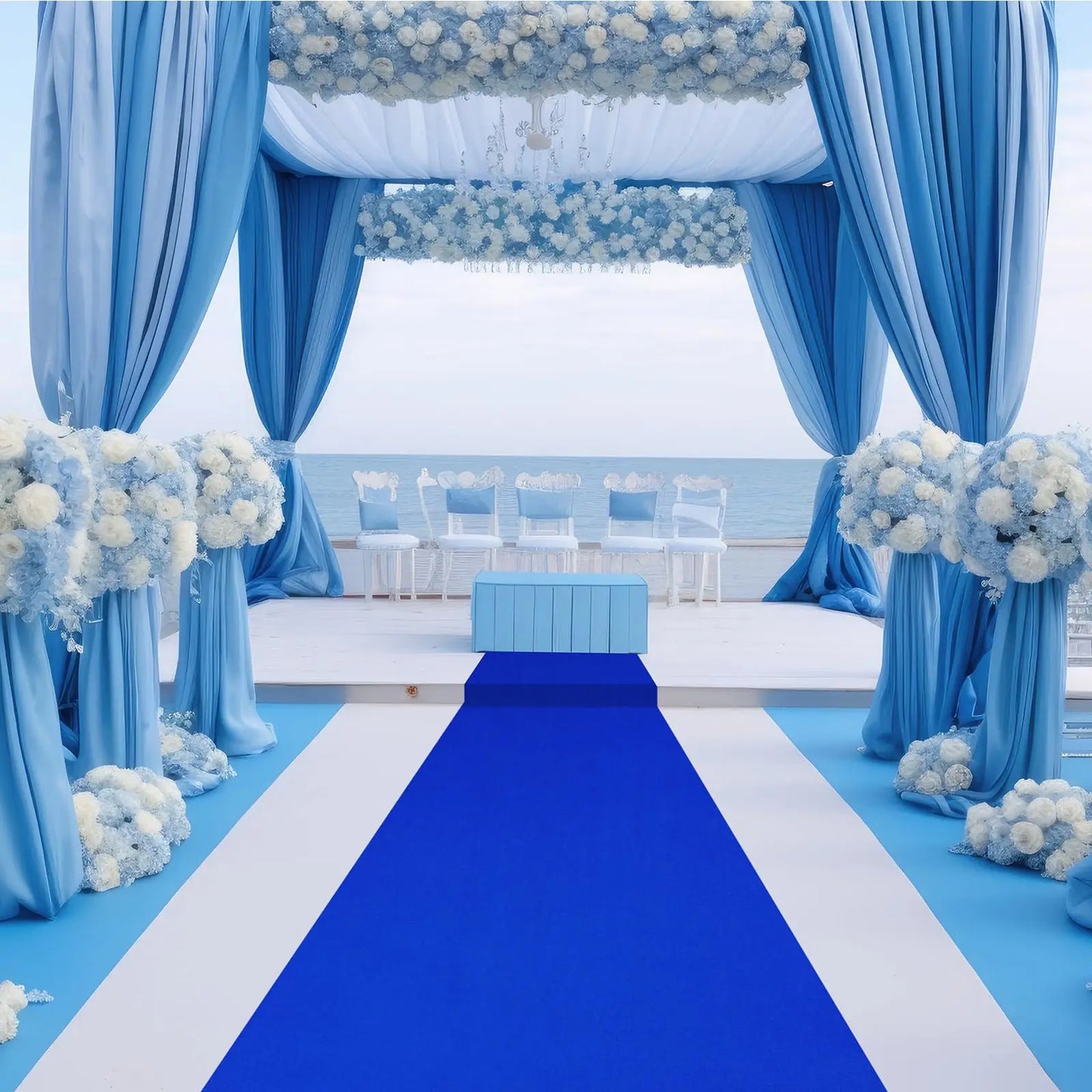 Tapis de Mariage Antidérapant – Bleu, Blanc et Rouge pour Cérémonie et Événements