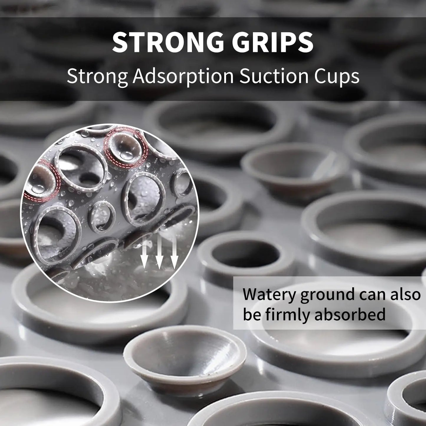 Tapis de Bain Antidérapant en Caoutchouc – Antimoisissure, Lavable en Machine, Antibactérien, avec Trous d’Évacuation