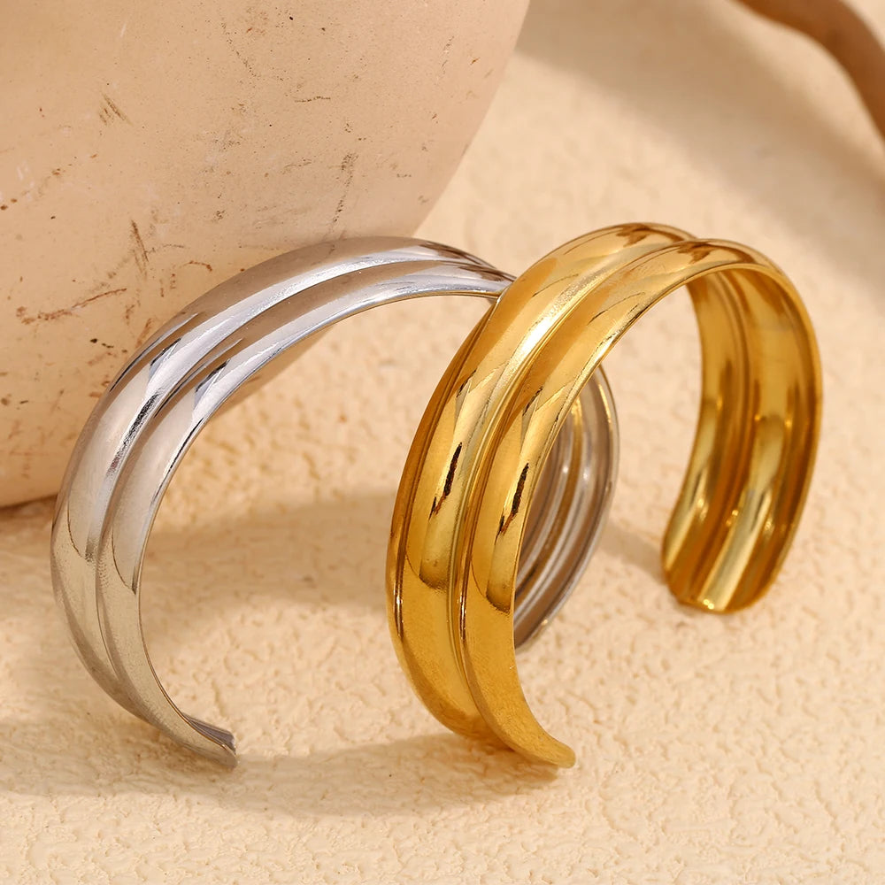 Bracelet Minimaliste Double Couche Doré – Style Chic en Acier Inoxydable 18K | Cozylab