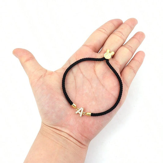 Bracelet Minimaliste à Lettre – Bracelet Ajustable Doré avec Initiale pour Femme