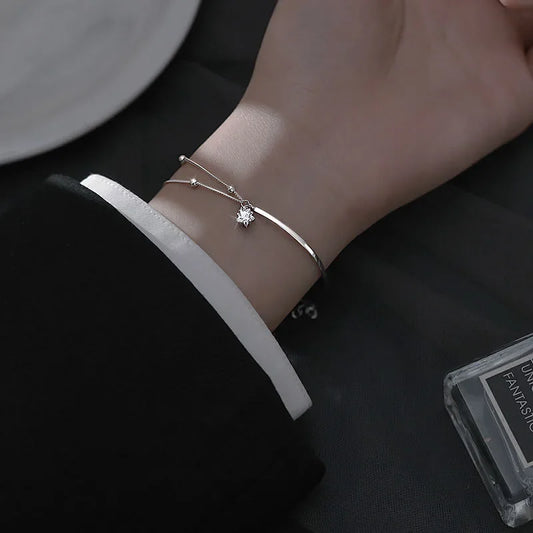 Bracelet Étoiles Argenté Double Rang – Bijou Élégant pour Femme | Cozylab