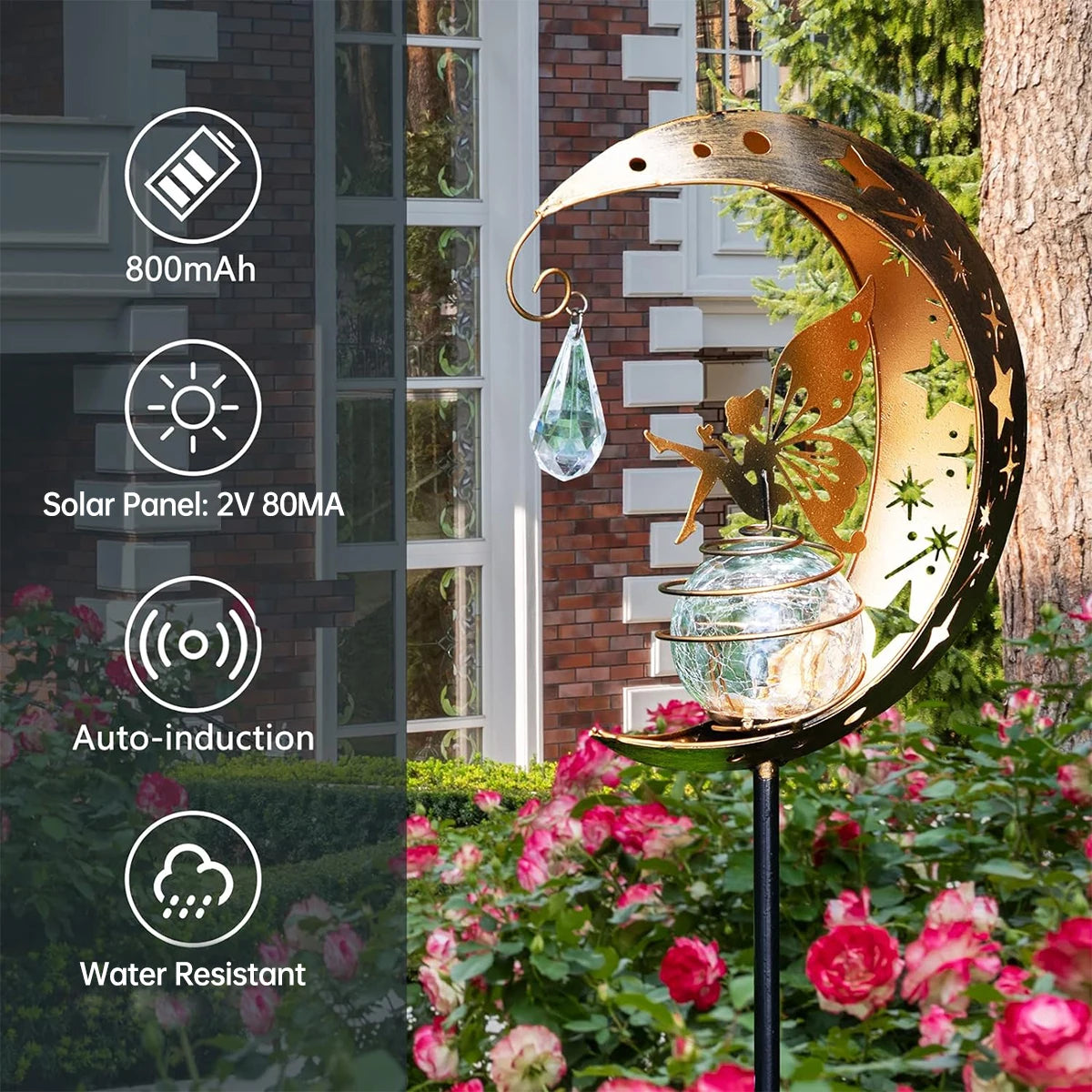 Lampe Solaire de Jardin Fée & Lune – Décoration Lumineuse Étanche IP65