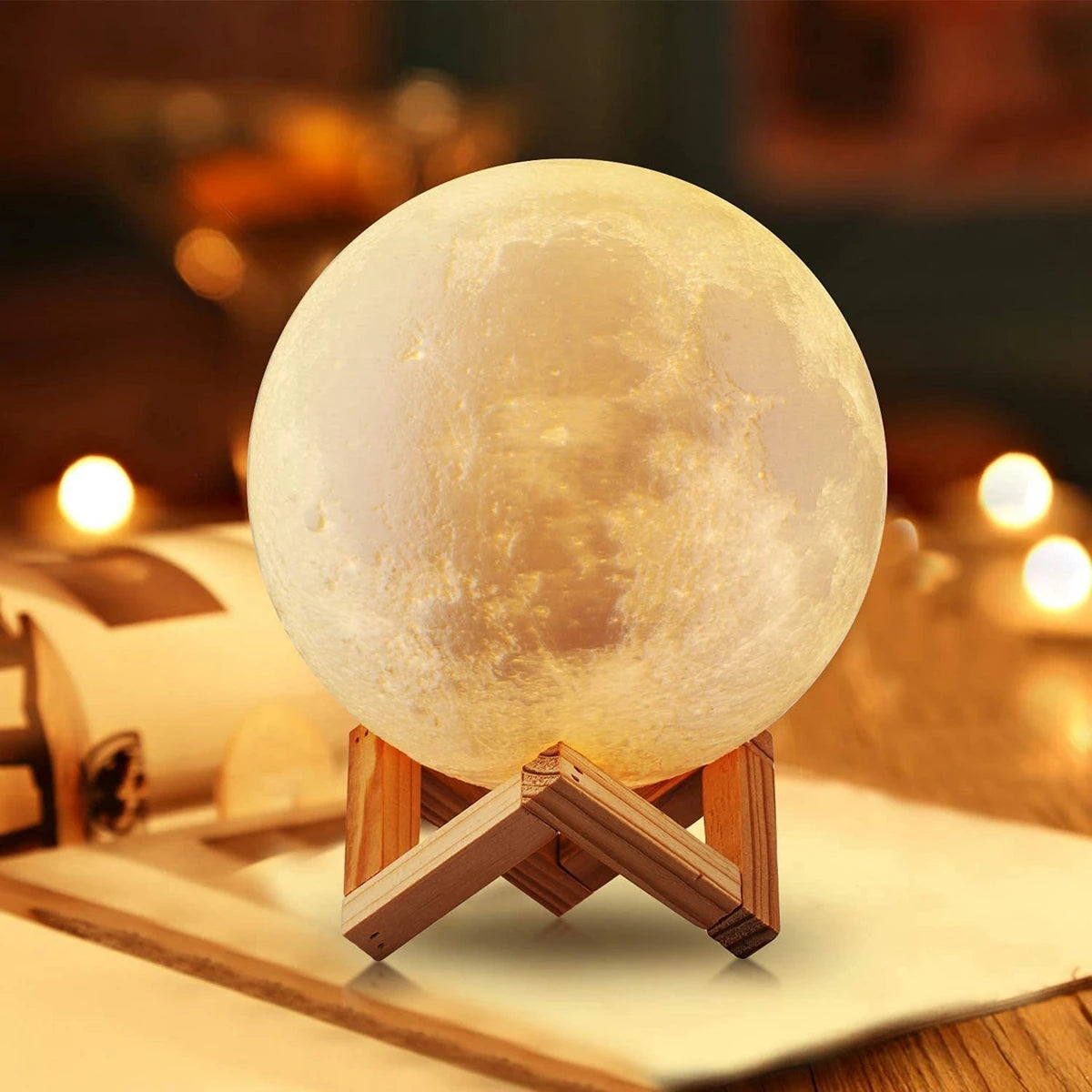 Lampe Lune LED avec Support – Veilleuse Décorative pour Chambre