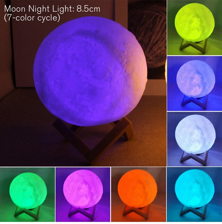 Lampe Lune LED avec Support – Veilleuse Décorative pour Chambre