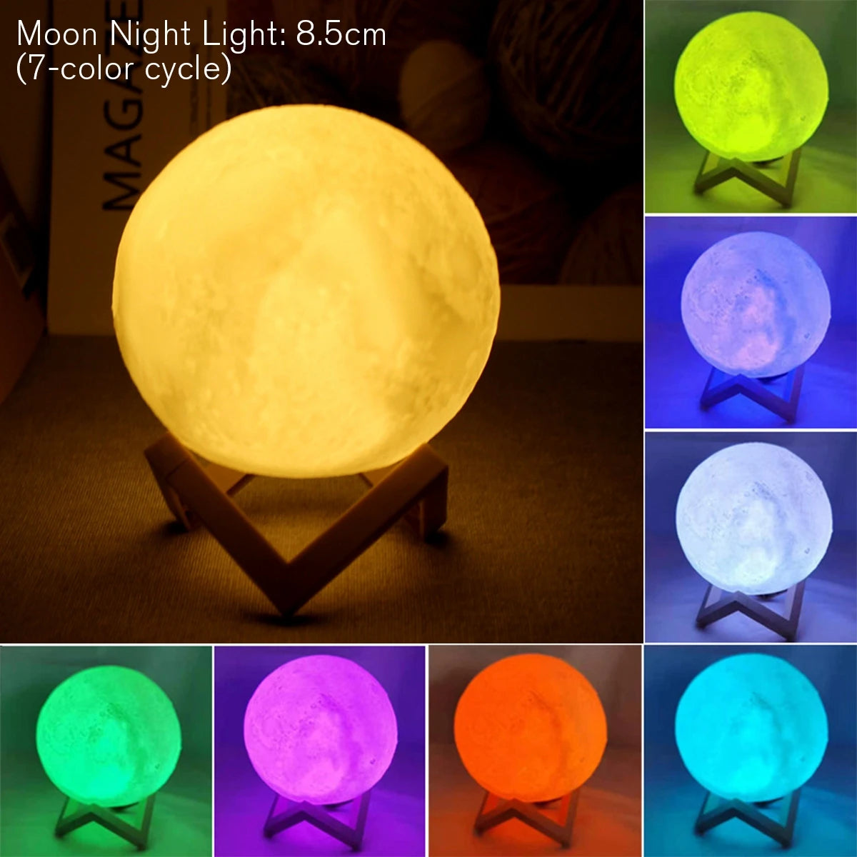Lampe Lune LED avec Support – Veilleuse Décorative pour Chambre