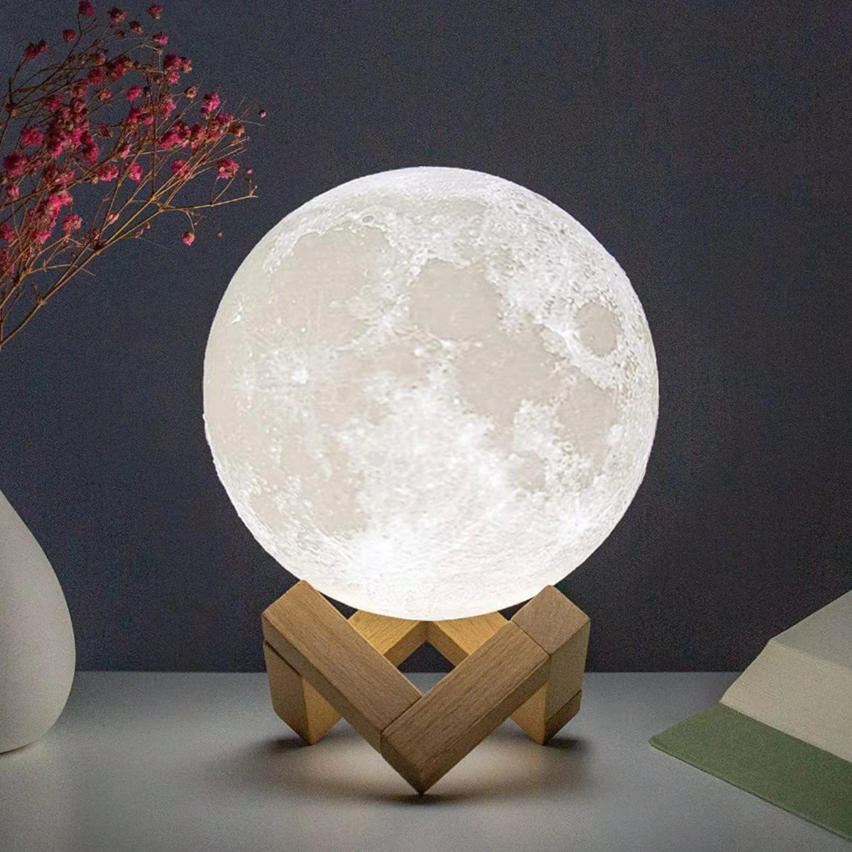 Lampe Lune LED avec Support – Veilleuse Décorative pour Chambre