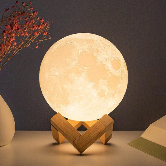 Lampe Lune LED avec Support – Veilleuse Décorative pour Chambre