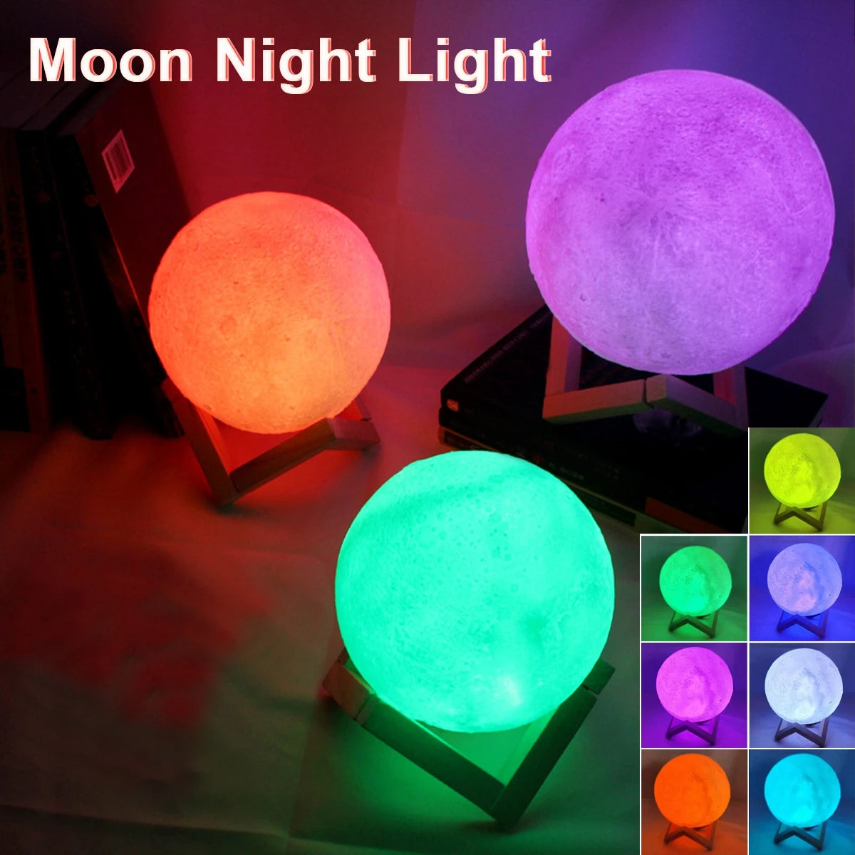 Lampe Lune LED avec Support – Veilleuse Décorative pour Chambre